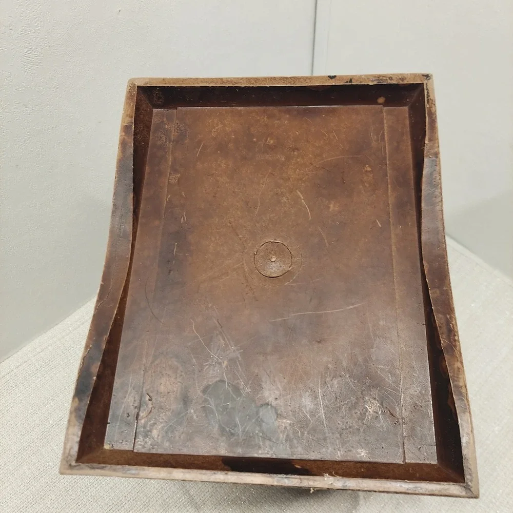 Vintage Faux Wood Wastebasket Ornate Floral Rose Trash Can 12